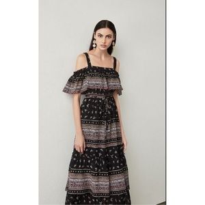 BCBGMAXAZRIA Claudia Cold-Shoulder Maxi Dress Size XS